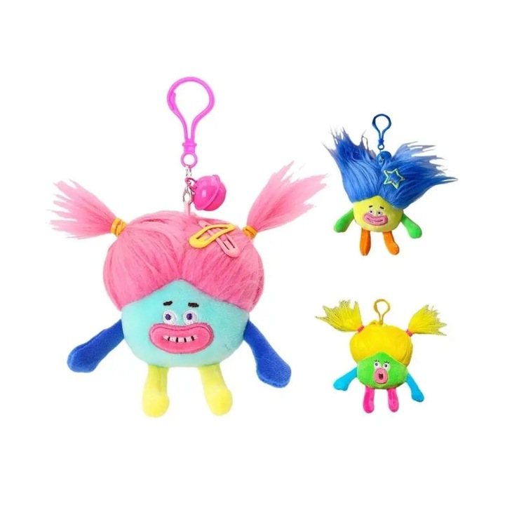 Set 3 Jucarii de plus, Funny Ugly Key Chain, tip breloc, multicolor, 15 cm