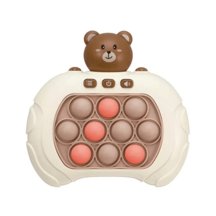 Детска играчка EDAR Pop It Game Push Bubble, 999 нива на игра, интерактивна, със светлини и звук, електронна, антистрес, за възрастни и деца, кафява