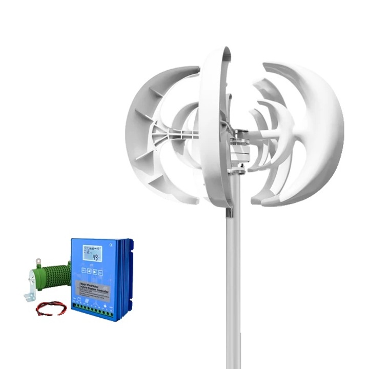 Szélturbina, alacsony zajszint, 48 V, 3000 W, LCD vezérlő, fehér