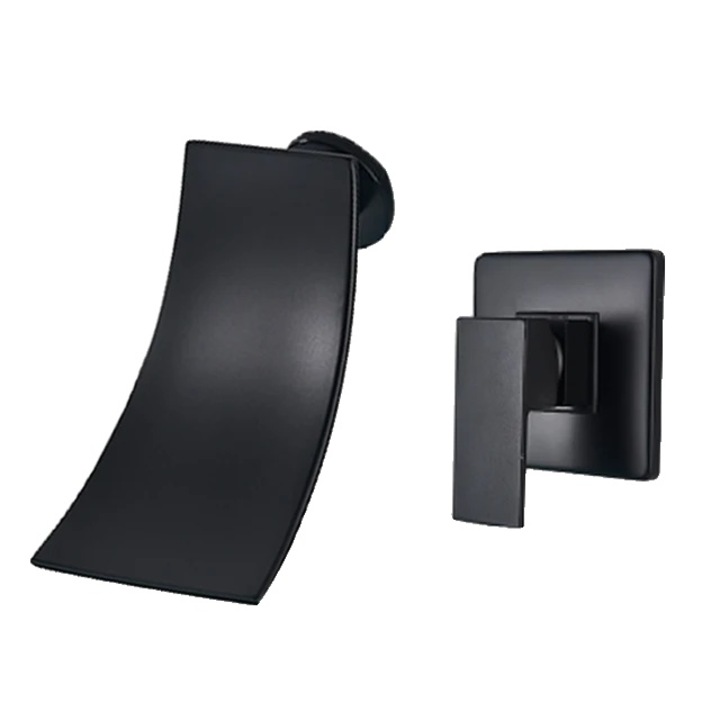 Fürdőszoba csaptelep, Falra szerelhető, Matt fekete