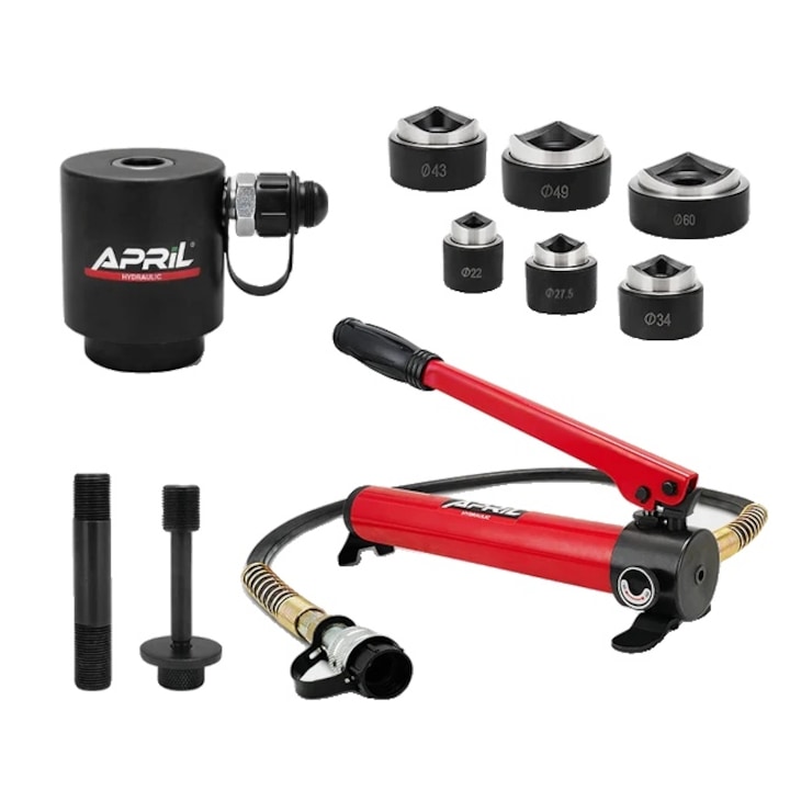 Kézi hidraulikus furatnyitó, APRIL SYK-15B, kapacitás 15 tonna, rozsdamentes acél, fémmegmunkáláshoz