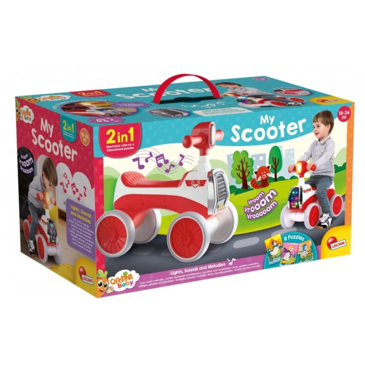 Детска тротинетка, Lisciani, Игра с памет, 31x27x54см, Червено/Бяло