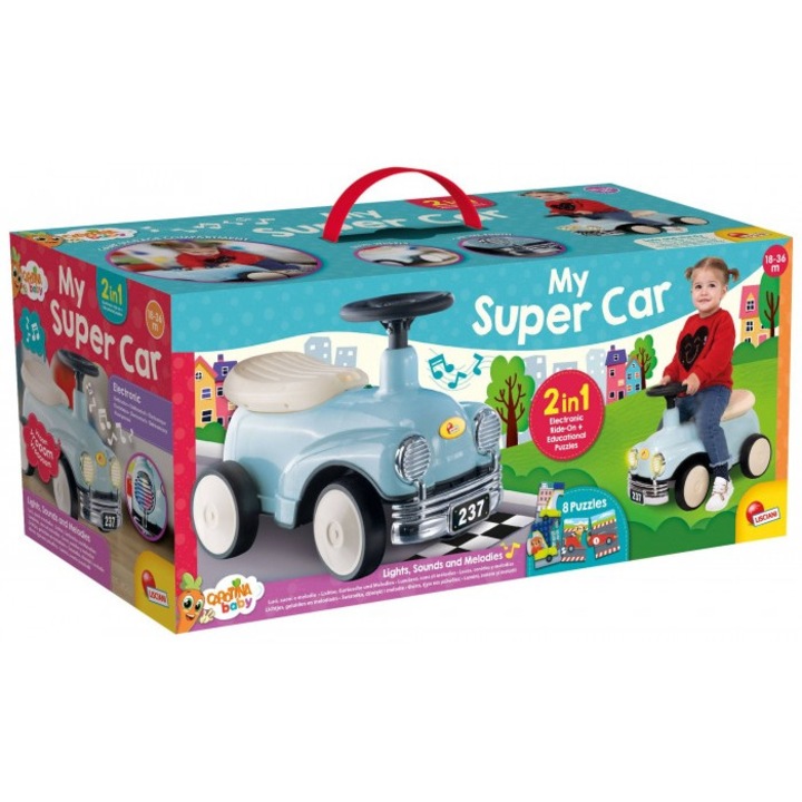 Играчка за бутане Lisciani Carotina Baby, ретро, с мемори игра, светло зелено, 26x26x59см