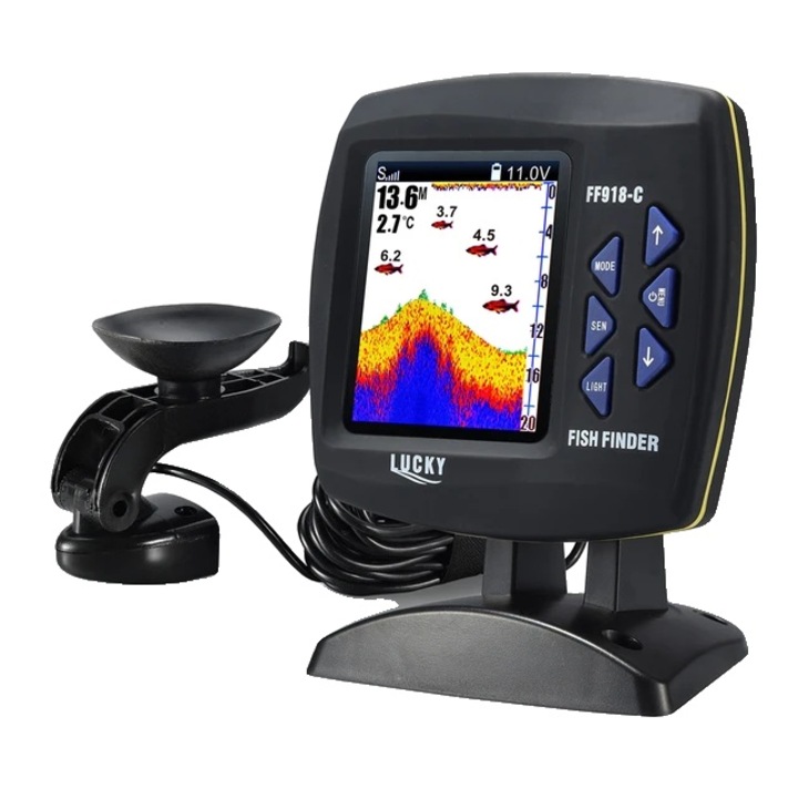 Sonar de pescuit cu senzor wireless si traductor cablat, detectie 180m, ecran LCD, ABS, 8.6x6.2cm