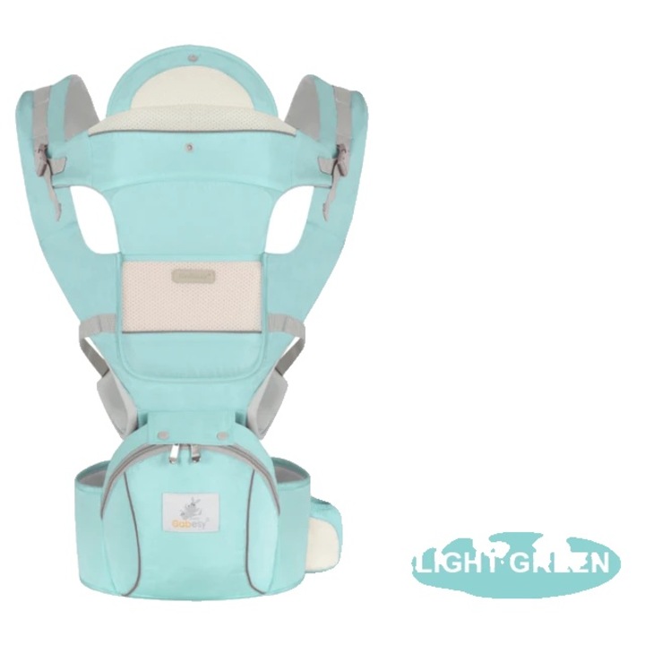 Marsupiu ergonomic pentru bebe, Gabesy, bumbac, verde deschis, 0-36 luni