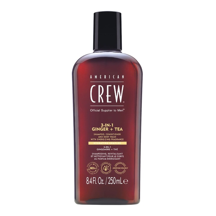 American Crew 3-in-1 Ginger + Tea sampon, kondicionáló és tusfürdő 250 ml