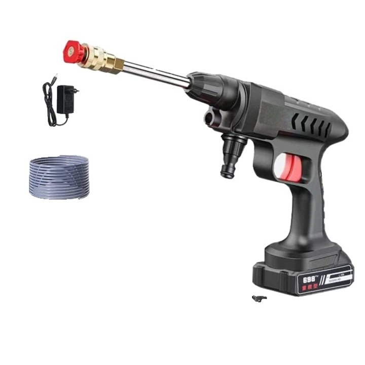 Pistol de spalat cu presiune, 800W, 60 bar, 10l/min, cu baterie 1X30000mAH, multifunctional, negru