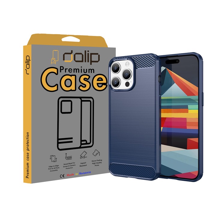 Кейс за Samsung Galaxy Note 10, Dalip Carbon Fuse, HQ TPU, Navy blue