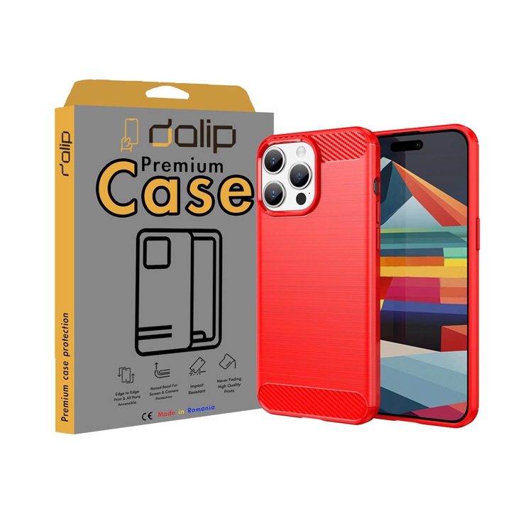 Кейс за Huawei Mate 10, Dalip Carbon Fuse, HQ TPU, червен