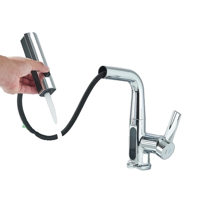 Konyhai csaptelep, króm, ezüst