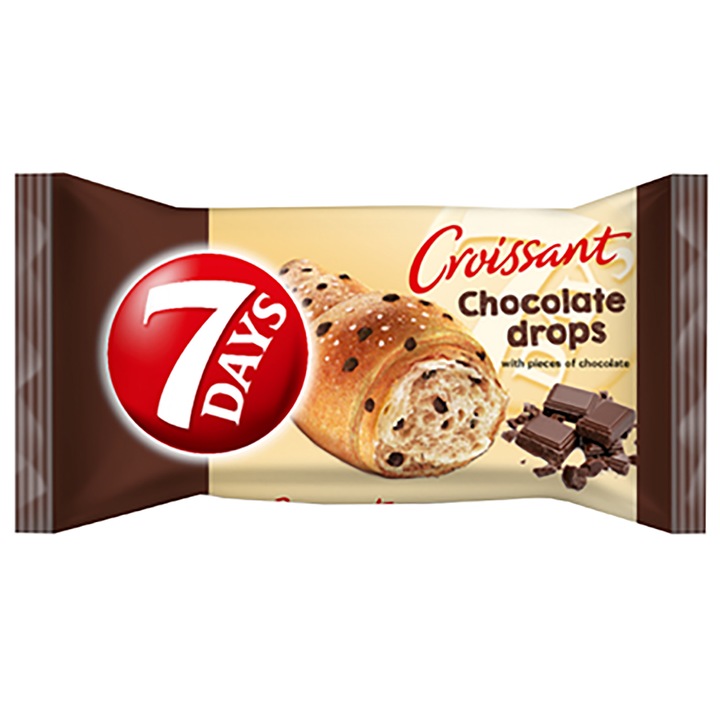 7 DAYS Croissant Bucati de Ciocolata, bax 20 buc x 70 g