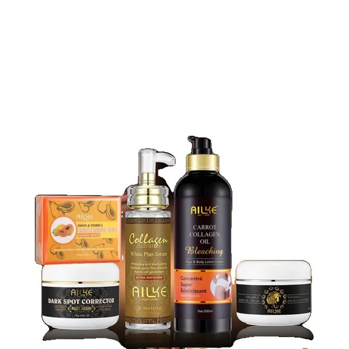 Ailke fehérítő és hidratáló szett, kollagén és papaya, sokszínű, 5 db