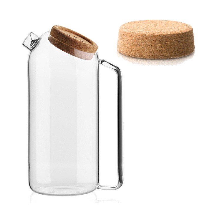 Longziming teáskanna, üveg/parafa, 1800ml