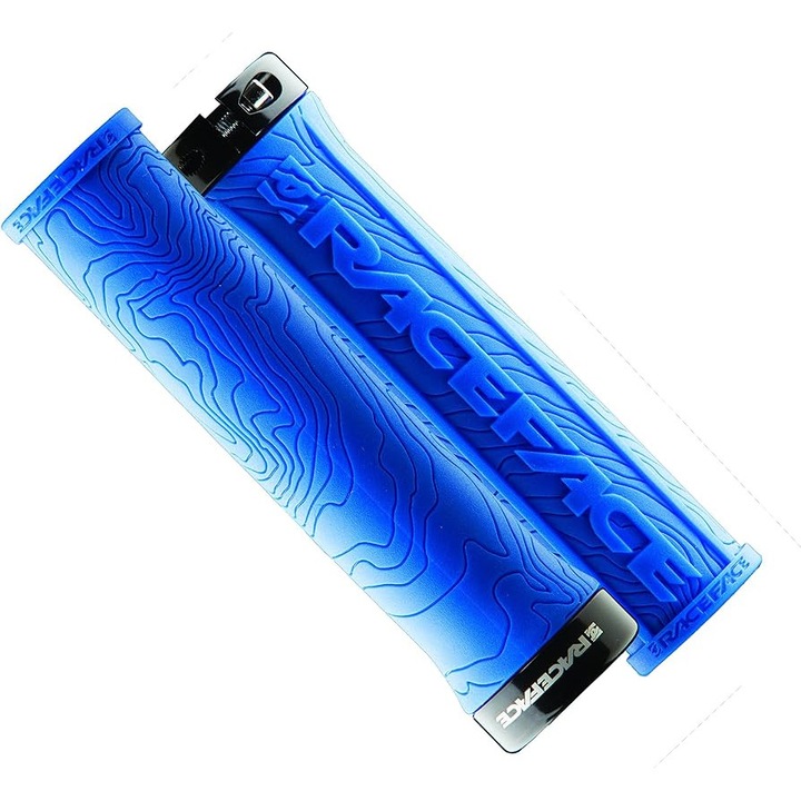 Kerékpár fogantyú Race Face Grip Half Nelson W/Lock Sleeves, gumi anyag, puha felső réteg, 1 pár, kék színű