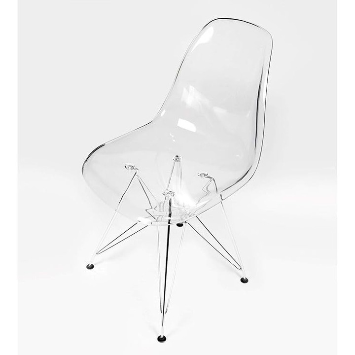 Scaun PP712 Plastic Transparent-Gri, 82 x 46 cm