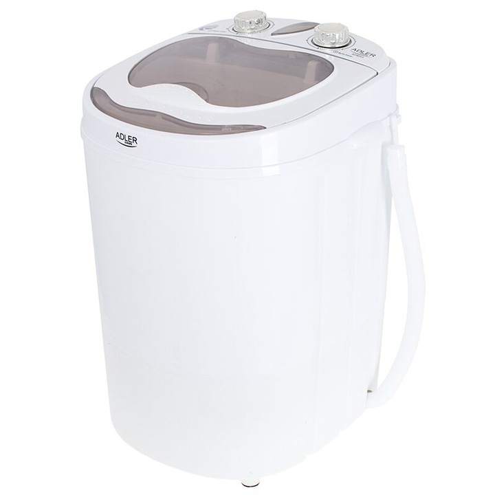 Преносима пералня, Adler 150 W, Бяла, капацитет 3 кг, 360 x 370 x 530 мм