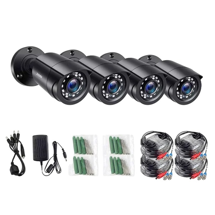 Sistem supraveghere Hikvision 4 camere 5MP Dual Light WL 20m IR 20m DVR 4MP AcuSense cu accesorii incluse HDD 500GB