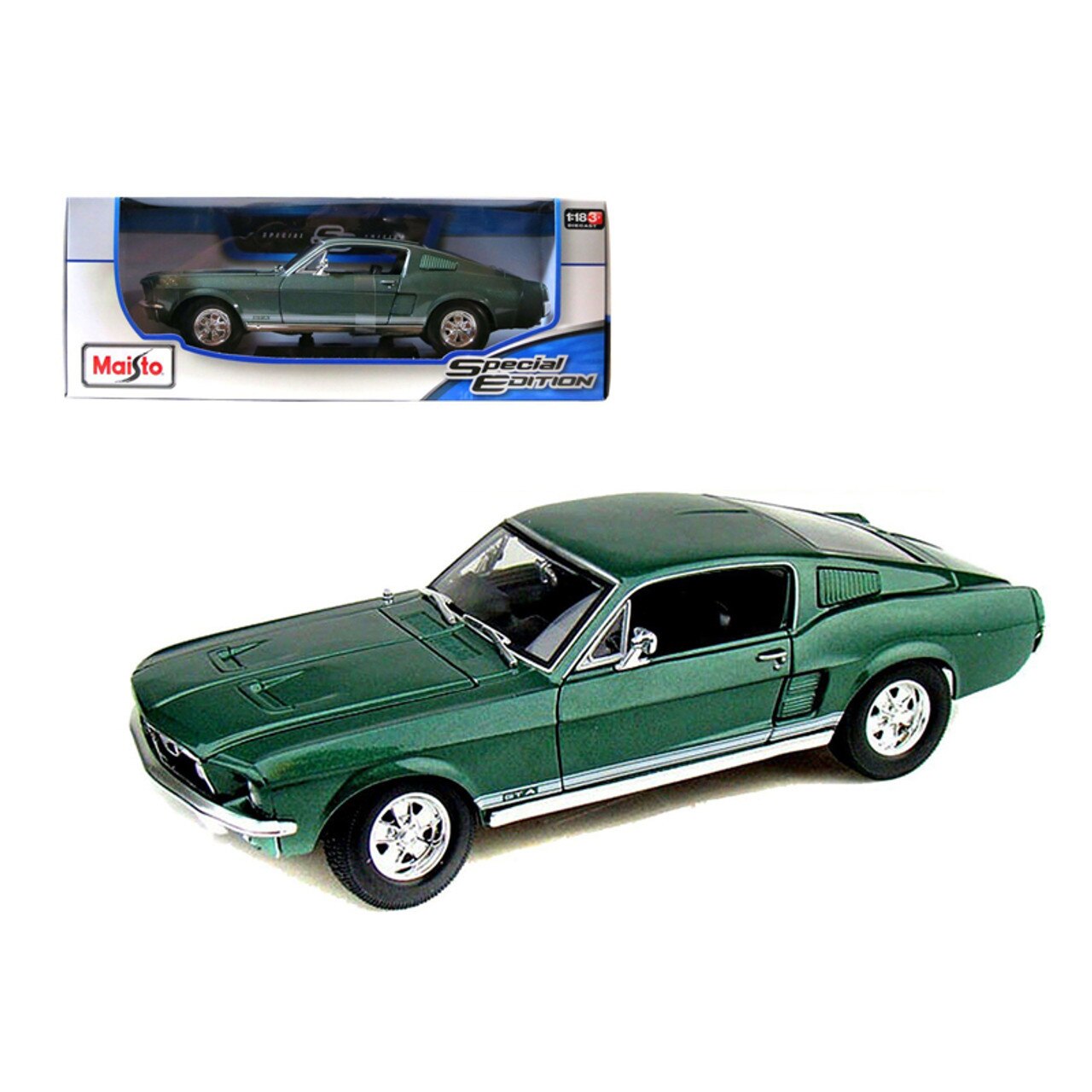 Macheta Ford Mustang Gta Fastback verde 1967 - 1/18 Maisto - eMAG.ro