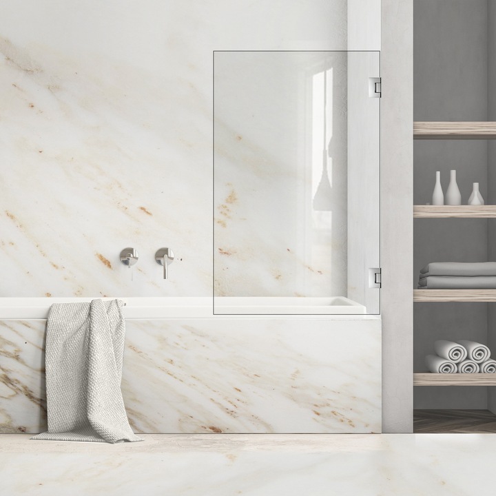 Paravan cada Ravana ® Mobil Inox, cu balama automata180°, feronerie full inox, sticla clara, securizata, 70x140 cm