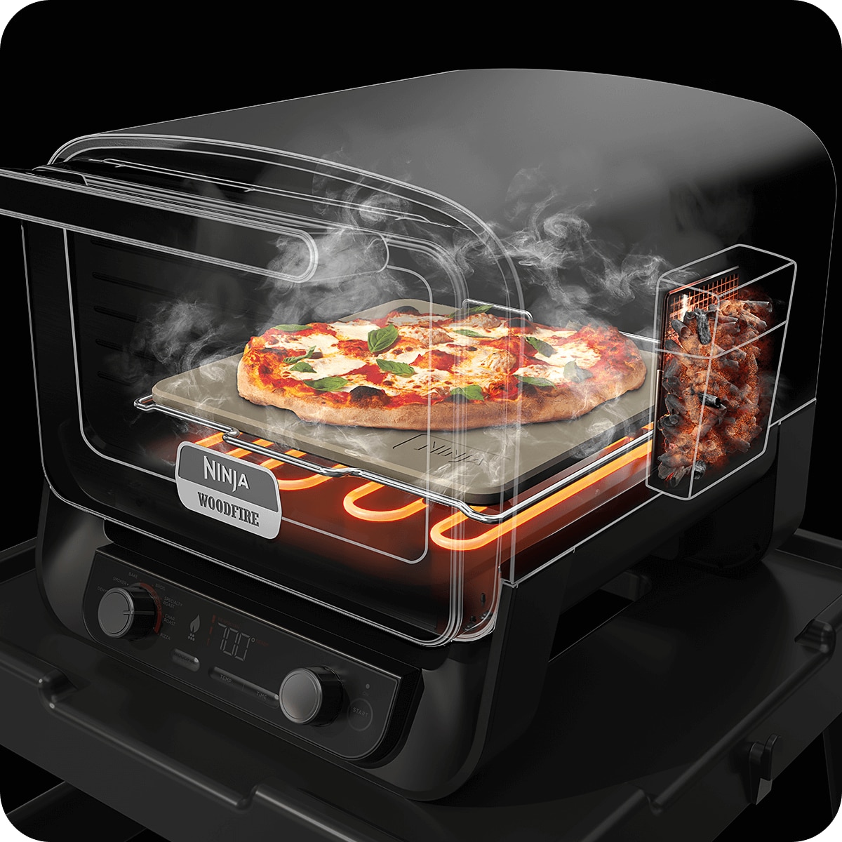 Cuptor electric de exterior Ninja Woodfire OO101, 2400W, 8 functii