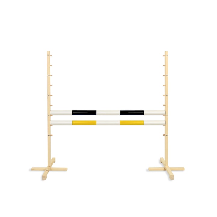 Obstacol de saritura cu 2 bare, Super Hobby Horse, Lemn, 120x120 cm, Multicolor