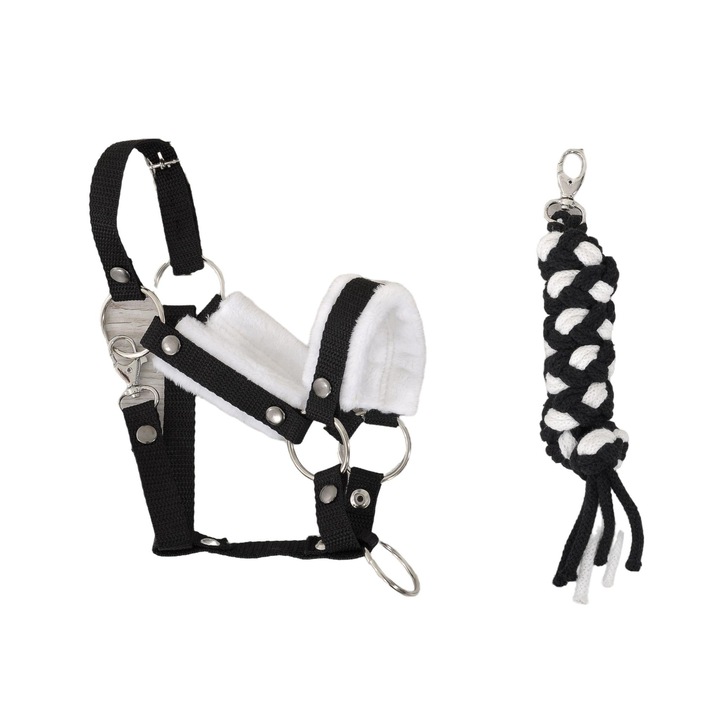 Állítható lókötő, Super Hobby Horse, Textil, Fehér, Fekete