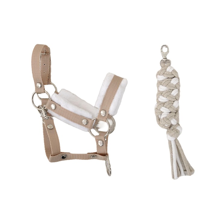 Állítható lókötő, Super Hobby Horse, Textil, Fehér, Bézs