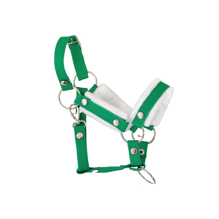 Регулируем оглавник за кон, Super Hobby Horse, Текстил, Бял, Зелен