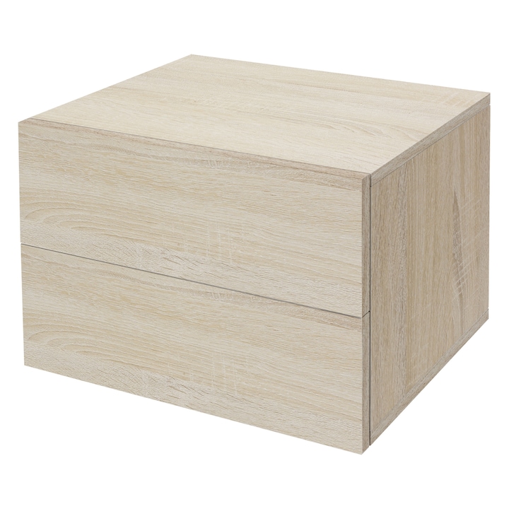 Нощно шкафче с 2 чекмеджета, Ml-Design, бежово, ПДЧ, 42x29x30 см, правоъгълна форма, устойчиво на надраскване