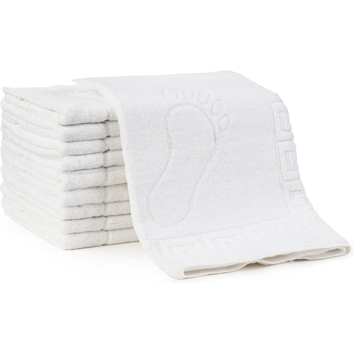 Covoras de baie gros, 50x70 cm, 100% bumbac pakistanez, 850 gr/mp, cu model greek border si talpici