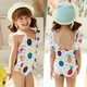 Costum de baie Ananasi Drool, alb, 8-9 ani