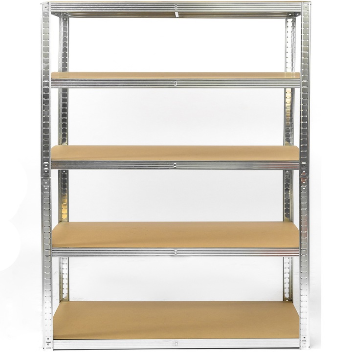 Raft metalic Smart Storage 180x120x60cm 5 polite MDF, 250kg/polita, galvanizat, montaj prin clipsare