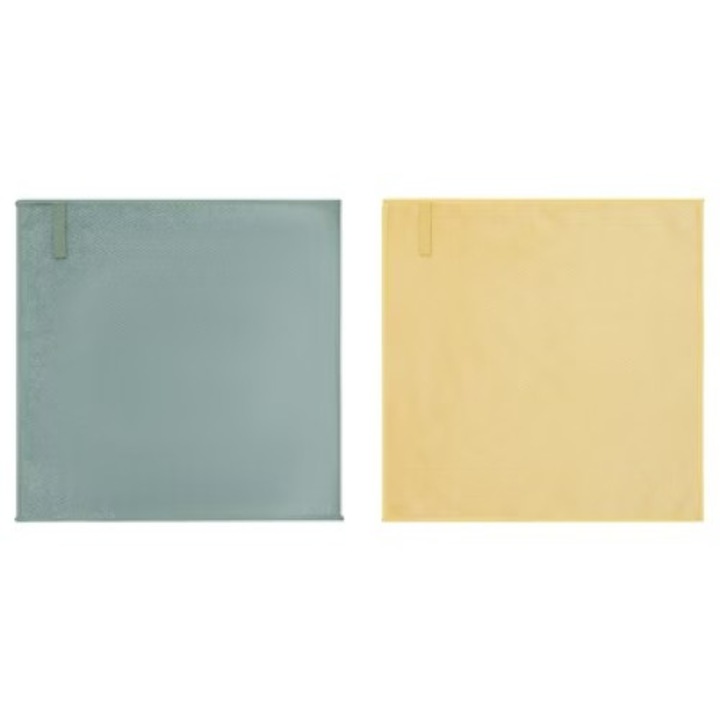 Set laveta din microfibra, 2 buc., 28x28cm, indeparteaza murdaria si fara detergent, absorbanta, usor de curatat si uscat, potrivita pentru diferite suprafete, galben/verde