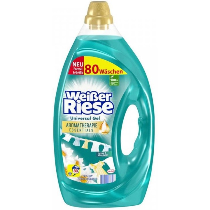Detergent gel Weisser Riese Universal Aromatherapie, Lotus & Ulei de migdale, 80sc/4 litri