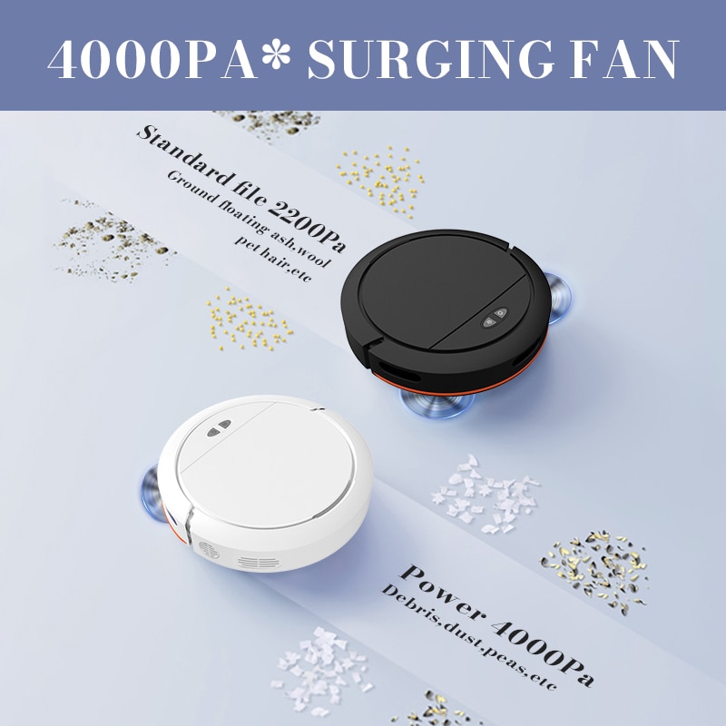 Robot de aspirare, EYUSALL, Control inteligent APP, Wi-Fi, Mop, 4000pa, Recipient praf 335ml, Recipient apa 100ml, 3000mAh, Alb