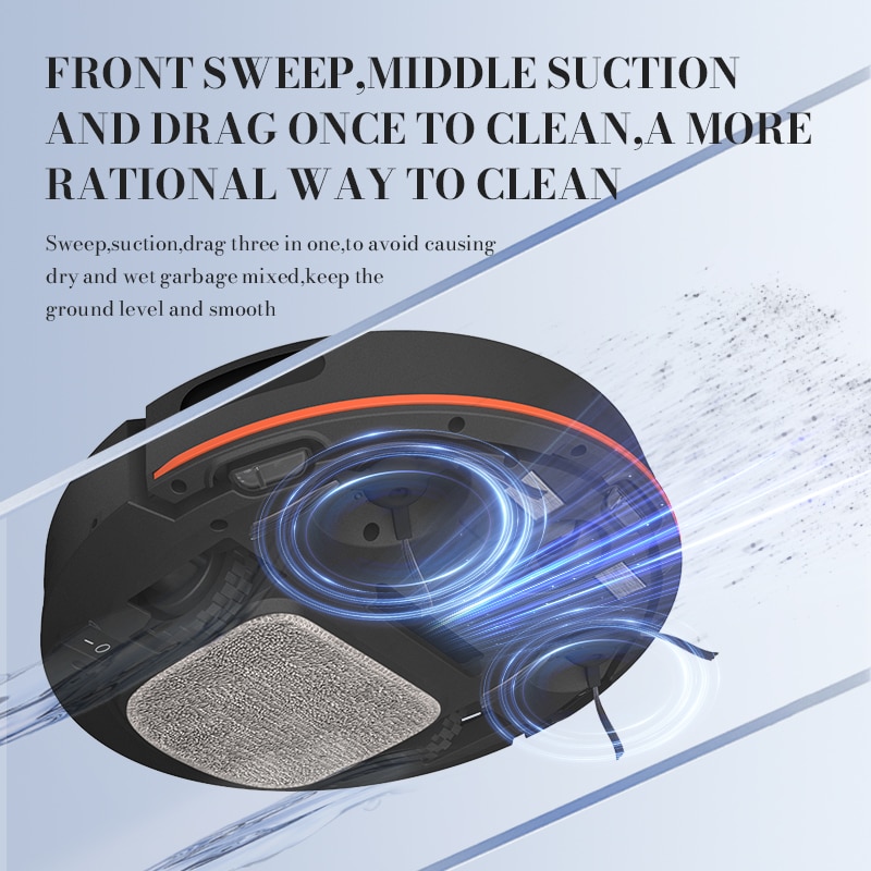 Robot de aspirare, EYUSALL, Control inteligent APP, Wi-Fi, Mop, 4000pa, Recipient praf 335ml, Recipient apa 100ml, 3000mAh, Alb