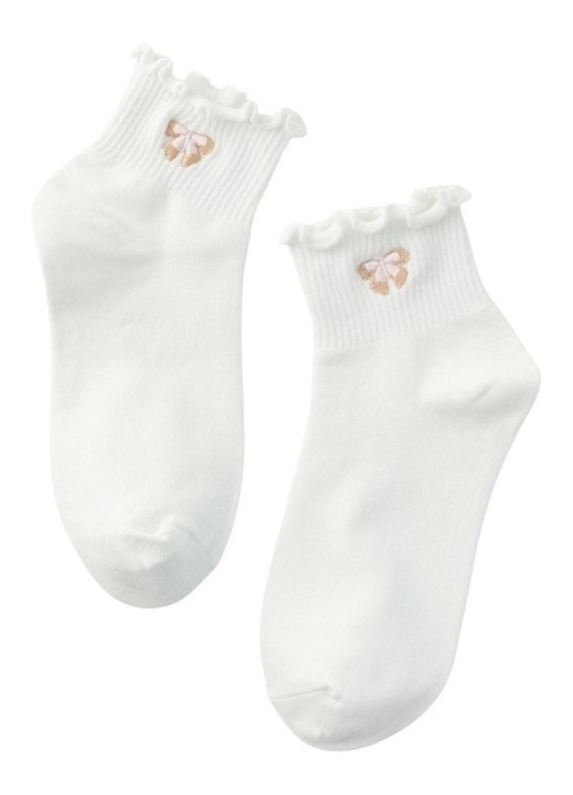 Sosete scurte dama, Bumbac/Poliester/Elastan, Fundita, Alb, 35-39