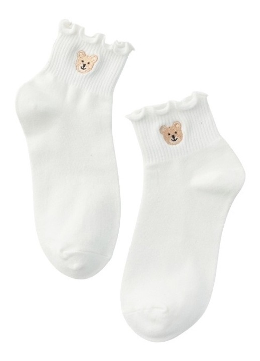 Sosete scurte dama, Bumbac/Poliester/Elastan, Ursulet, Alb, 35-39