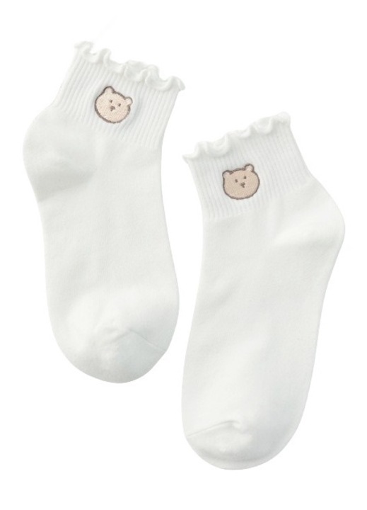 Sosete scurte dama, Bumbac/Poliester/Elastan, Ursulet, Alb/Bej, 35-39