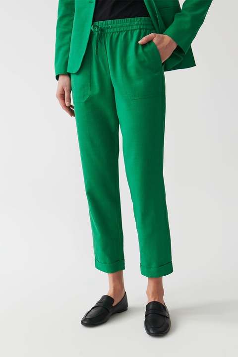 Tatuum, Sudiki húzózsinóros derekú crop nadrág, Vízzöld