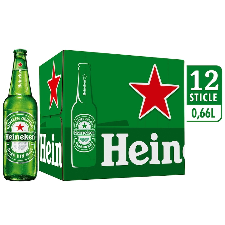 Bere Blonda Heineken, Sticla, 12 x 0.66l