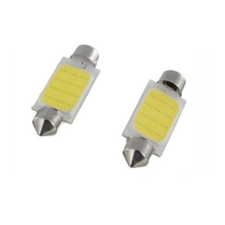 Set 2 becuri cu LED, Feston, 11x39mm, COB, lumina alba, 196800
