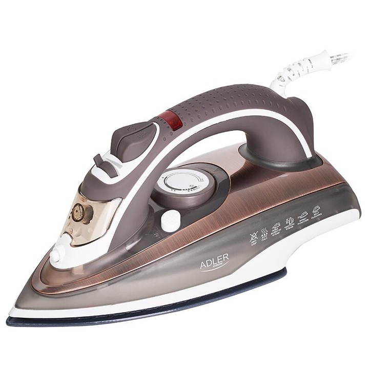 Fier de calcat cu talpa ceramica Adler, functie anti-picurare, anti-calcar, 2200 W
