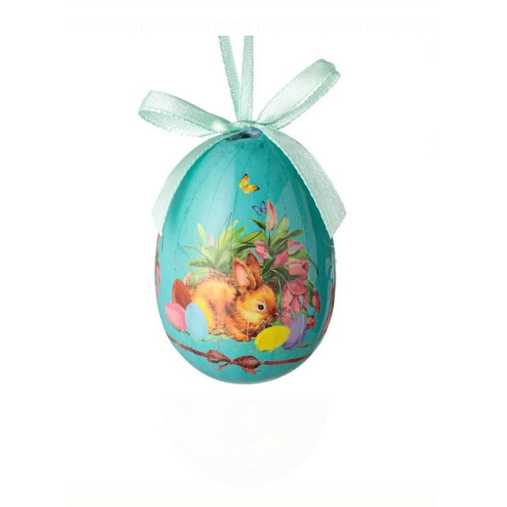 Dekoratív húsvéti tojás festett türkiz nyulak és tojások 7,5 cm