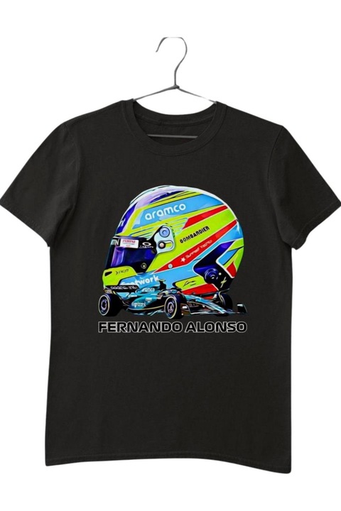 Fernando Alonso formula 1 férfi póló, fekete, S