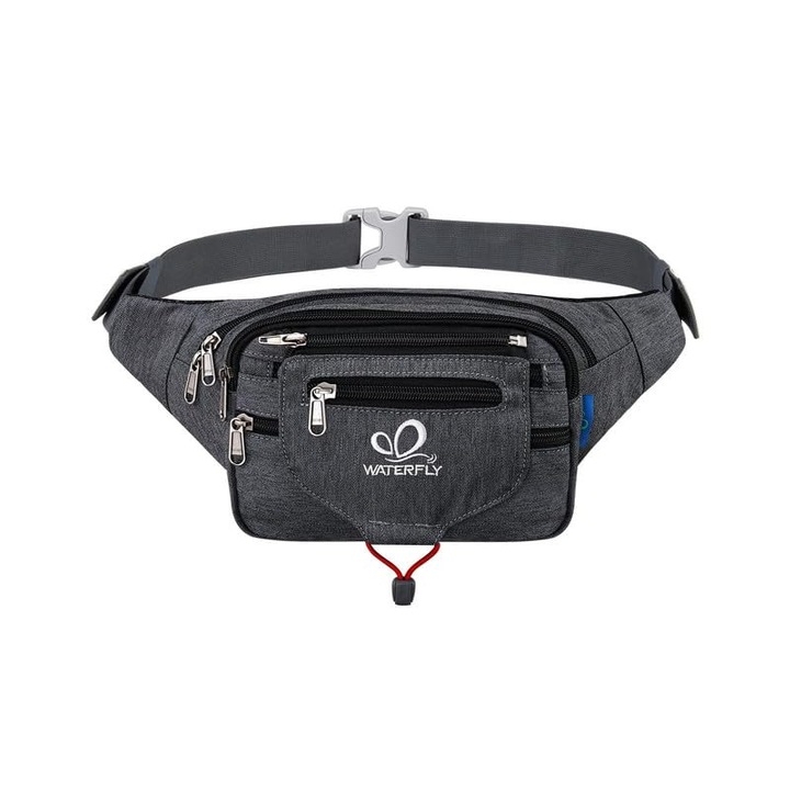 Чанта за кръста, WATERFLY, Найлон, Стойка за бутилки 550 мл, Тъмно сива