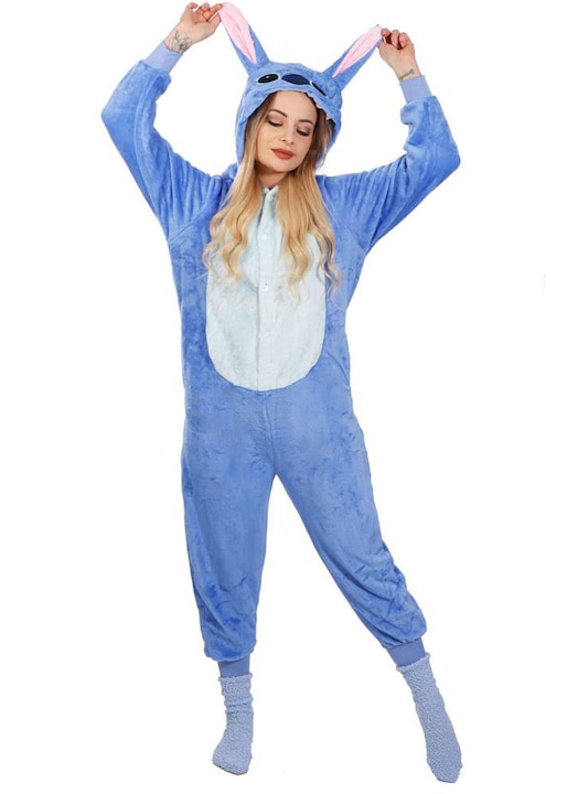 Пижама за възрастни, модел Стич, размер S, синя