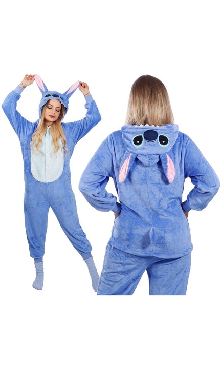 Onesie pizsama felnőtteknek, Stitch modell, S-es méret, kék