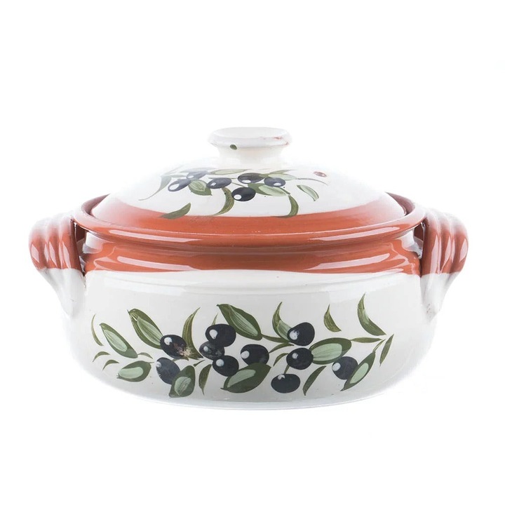 Oala Sarmale din Ceramica Smaltuita pentru Cuptor Model Masline 4 l 31 cm x 19 cm