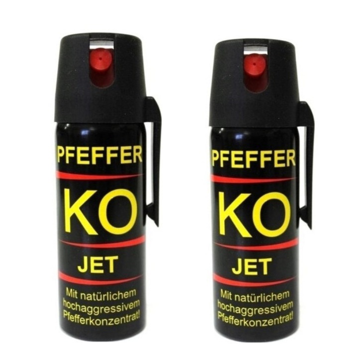 Set spray KO autoaparare cu piper, iritant si lacrimogen, pentru protectie impotriva oamenilor sau a cainilor, 50 ml fiecare